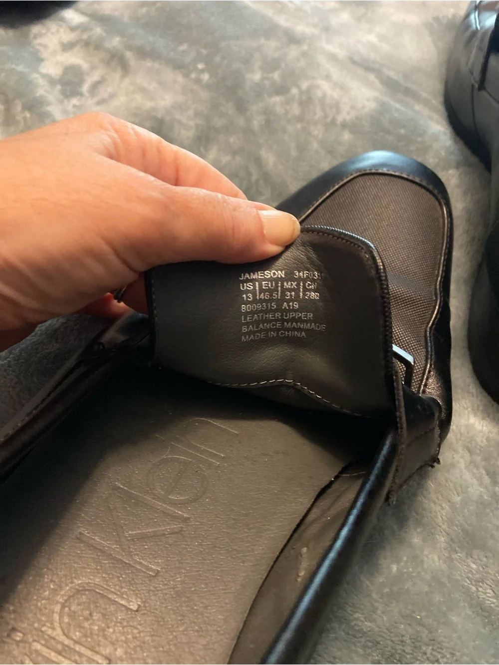 Calvin Klein Black Leather & Fabric Slip-On Loafers - Picture 5 of 6